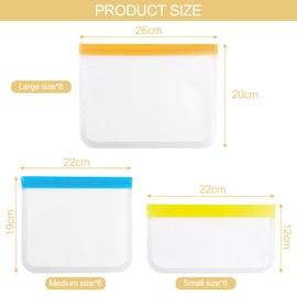 Labmilon 20 Stück Gefrierbeutel Zipper, Wiederverwendbare Gefrierbeutel, Wiederverwendbare Sandwichbeutel, Lebensmittel Beutel, Aufbewahrungsbeutel für Lebensmittel für Fleisch, Gemüse, Obst(3 Größen)