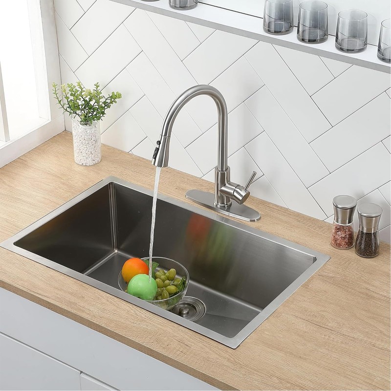 Kitchen Faucet with Pull Down Sprayer, Brushed Nickel Stainless Steel