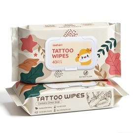 iseheri Green Soap Tattoo Wipes, 40 Count, All-in-One Premium Tattoo Cleaning Wipes for Skin Cleansing During Tattooing & Aftercare, Natural Formula Tattoo Supplies, 7.87"x5.9"