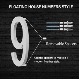 Hvatry House Numbers for Outside, White 6 inch Modern Floating Address Numbers for Front Door, Street, Apartment, Farmhouse, High Visibility Numbers Enhance Home's Exterior Charm(House Numbers 7)