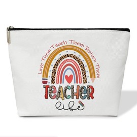 Teacher Makeup Bag Teacher Appreciation Gifts Teacher Life Make Up Bag Teacher Thank You Gifts for Mentor Counselor Teacher Portable Travel Toiletry Bag for Women 1 PCS Cosmetic Bag for Pouch -B22