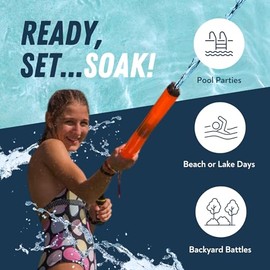 Stream Machine QF-2000 Water Blaster 2 Pack, Water Gun Squirt Gun Set, Hydrobolic Water Launcher, Shoots Up to 70 Feet, Easy Fill for Pool, Lake, Ocean & Beach, Ages 8+