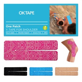 OK TAPE Precut Y-Shape Kinesiology Tape for Shoulder, Knee, Back, 10 Pcs, K Tape Strips, Provide Support & Relieve Discomfort, Water-Resistant Elastic Athletic Tape (3.5" x 10", Pink)