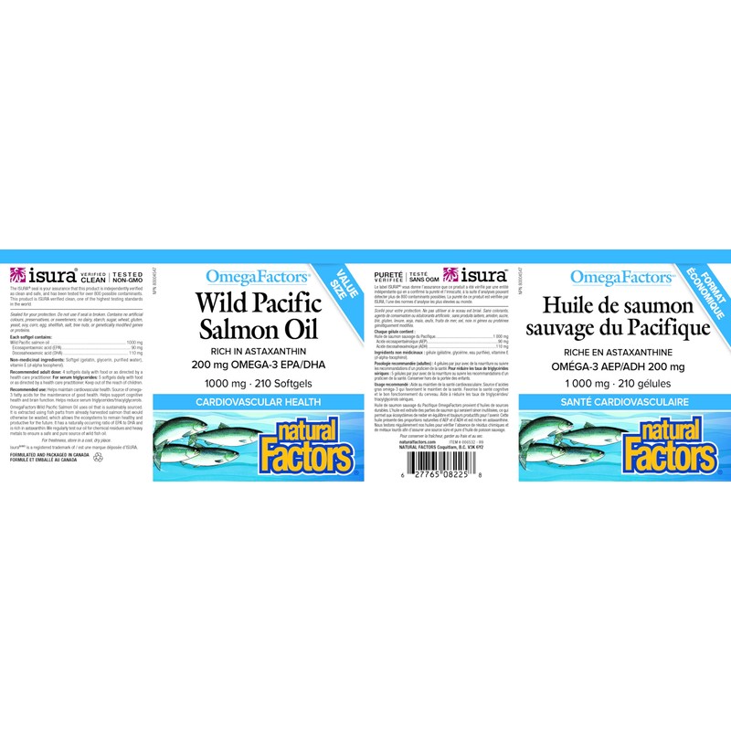 NATURAL FACTORS Wild Sockeye Salmon Oil, 210 CT