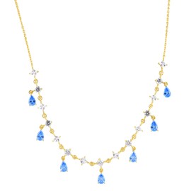 G&GEMSJEW Dainty Charm Choker Necklace Jewelry for Women Trendy - Unique CZ Rainbow with Multi Gems Design - 14K Gold Plated Pendant - Waterproof,Not Tarnish - Awesome Gift