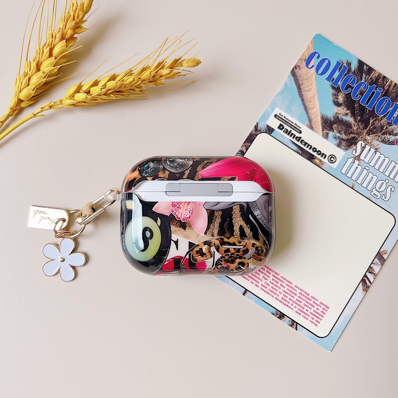 MINSCOSE for AirPods Pro 3 Clear Case,Cool Leopard Flower Collage