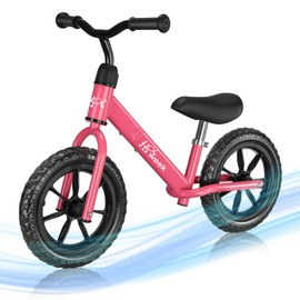 HAWEEK Toddler Balance Bike 12” No Pedal Training Bicycle for Kids 24 Months to 5 Years Tool-Free Adjustments Seat and Handlebar Best Gift for 2-5 Boys Girls (Pink)
