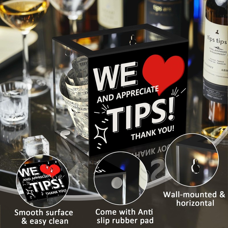 Tip Jar for Bartender Acrylic Tip Box for Money Suggestion