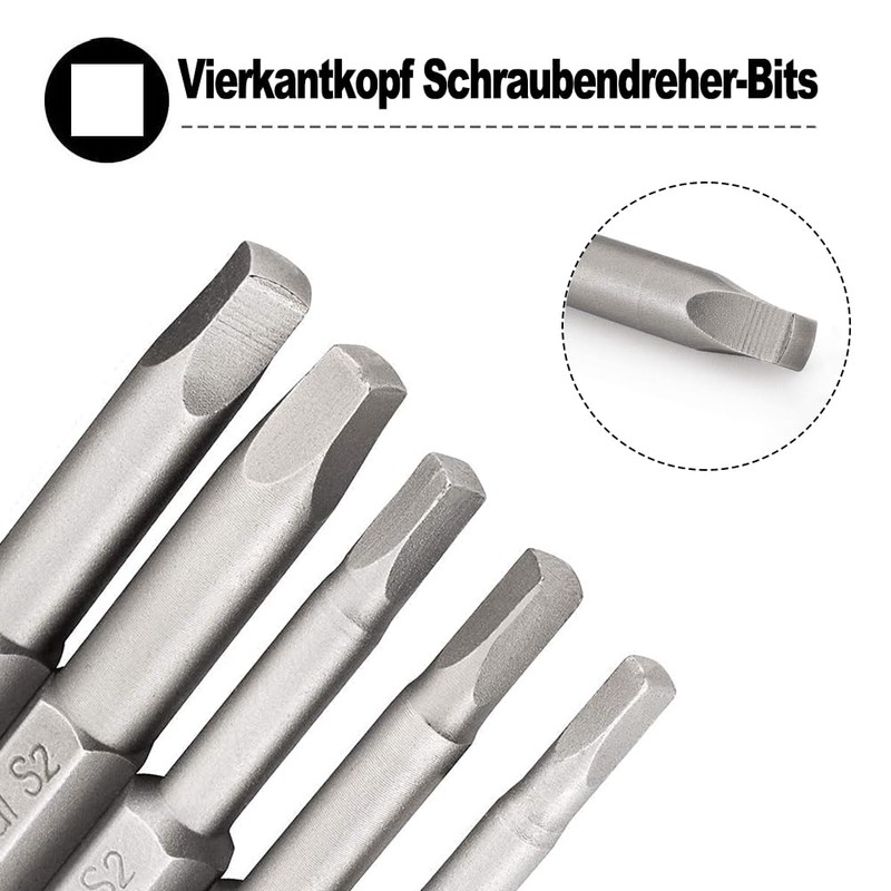 Saipor 10pcs 65mm Magnetic Square Screwdriver Bits S2 Steel Square