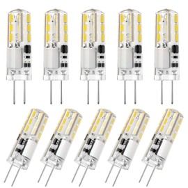 DiCUNO G4 LED Bulbs 12V 1.2W T3 10W Halogen Bulbs Replacement, JC Type G4 Bi-Pin Base Light, Non-dimmable, Daylight White 6000K, 120 LM for Landscape, Under Cabinet/Counter, RV Lighting, 10-Pack