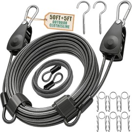Outdoor Retractable Clothesline, 3/16" Coated Steel Wire Rope
