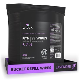 Wipex Gym Wipes Bucket Refill – Plant-based Fitness Equipment Wipes, Lavender and Vinegar Wipes to Clean Surfaces, Safe Yoga Mat Cleaner, Gym Cleaner and Peloton Wipes 400 Count (Pack of 1)