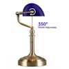 Newrays Blue Glass Bankers Desk Lamp with Pull Chain Switch