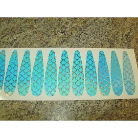 The Fishing Lure Tape Company  TRU UV CLEAR SILVER HOLO SCALE Trolling Spoon Die Cut Fishing Lure Tape 3 Sizes - 3" 12 PACK