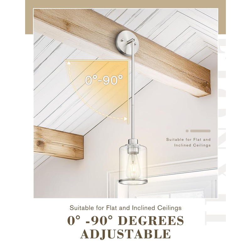 Beionxii Brushed Nickel Pendant Lights Kitchen Island, Hanging Lights Fixtures