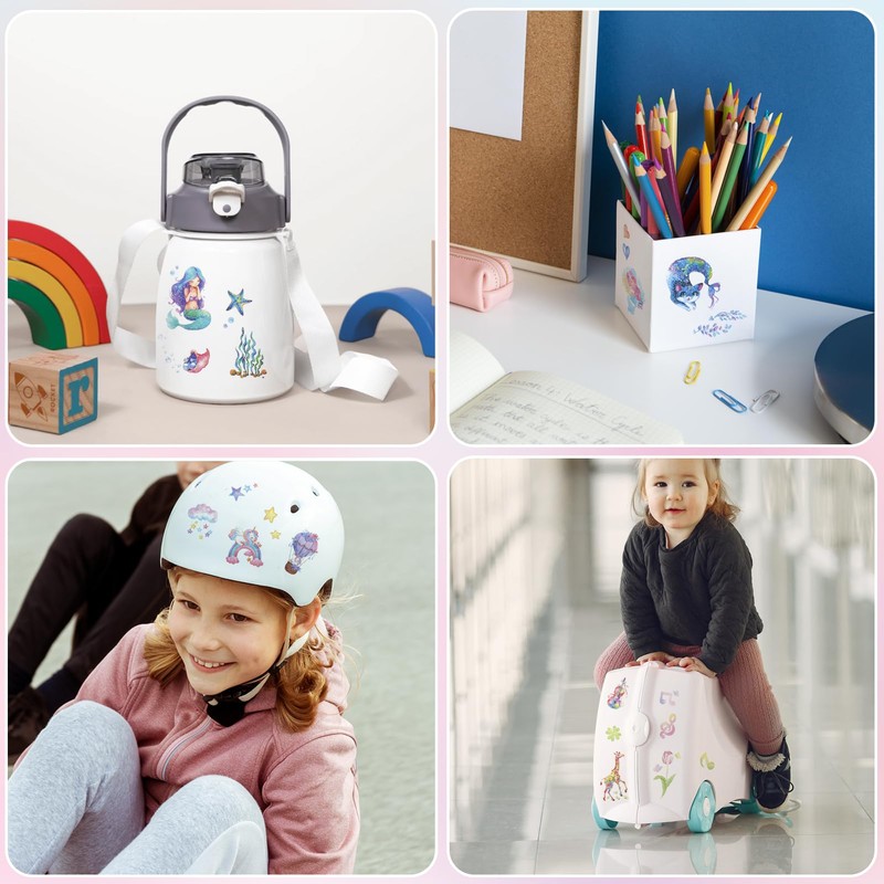 Dawnglow Children's Mermaid Tattoos, 8 Sheets Glitter Tattoos, Children's Unicorn