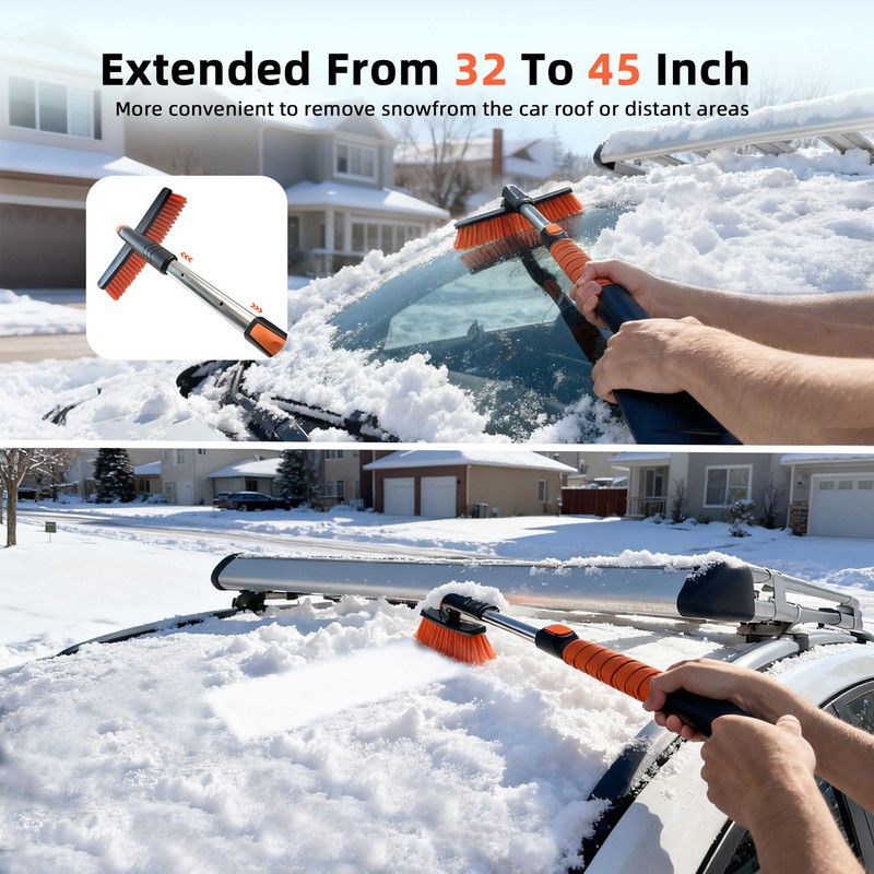 AMADAW 45" Extendable Snow Brush and Ice Scrapers for Car