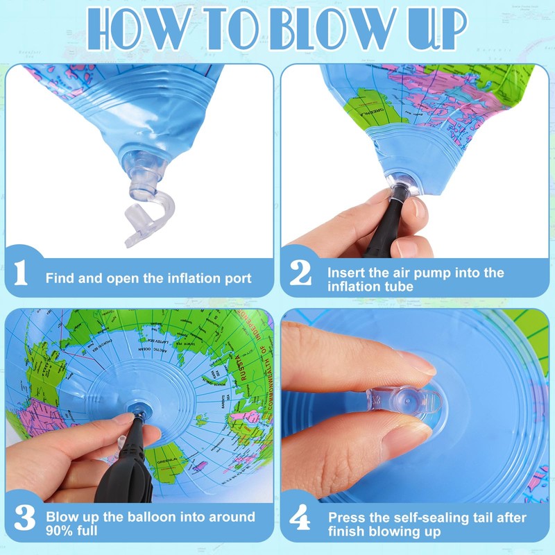 YOTHORN 16 Inch Inflatable Globe,Blow up World Globe Beach Ball,Inflatable