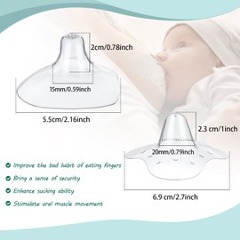 Nuanchu 8 Pcs Nipple Shields for Nursing Newborn Breastfeeding 20 mm 15 mm Nipple Shield Bulk Silicone Protector with Clear Carrying Case for Protecting Sore, Flat or Inverted