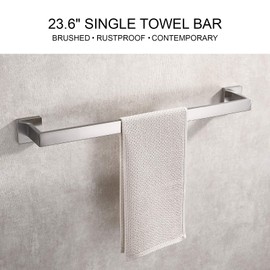 TASTOS 23.6 Inch Black Single Towel Bar Rack, SUS 304 Stainless Steel Bathroom Towel Bar Heavy Duty Towel Holder Kitchen Towel Rod, Wall Mount with Screws Towel Bar Rod Brushed Nickel Finish…