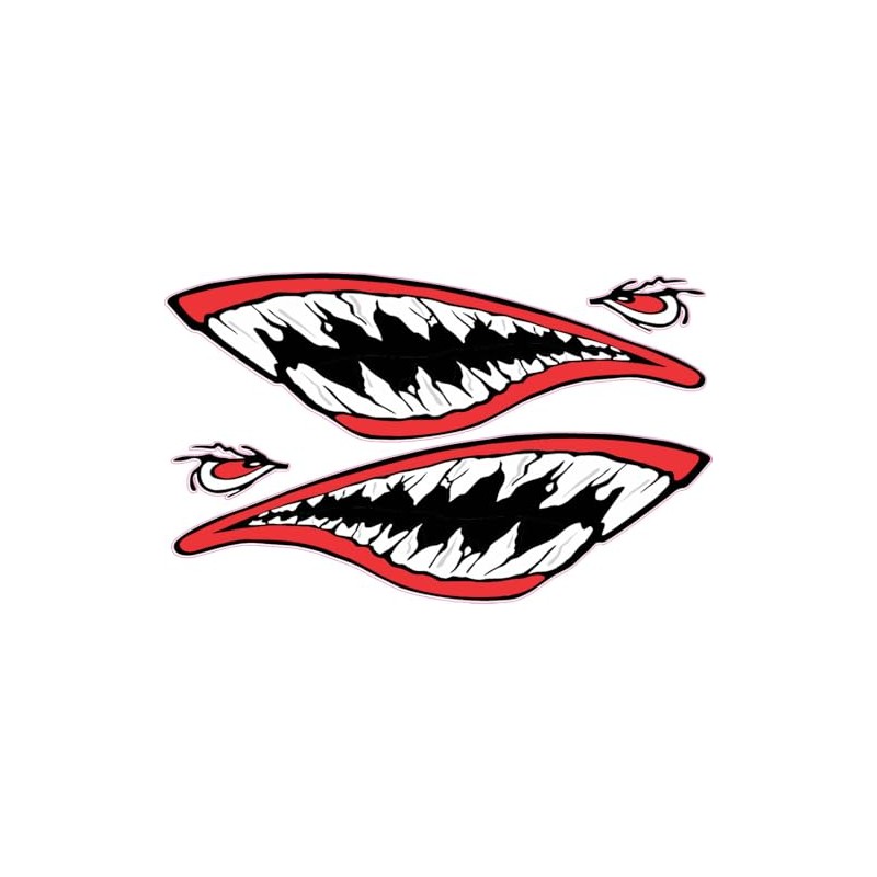 Shark Teeth Mouth Decal Stickers, Large Red and Black Design,