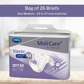 MoliCare Premium Incontinence Brief, 8D - Heavy Absorbency Adult Diaper with Refastenable Tabs - Unisex, Size Medium, 26 Count, 1 Pack