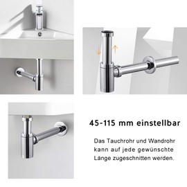 Sink Siphon, Chrome & Black