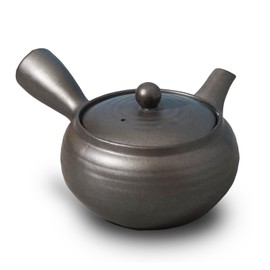 COTONOHA Banko-Yaki Japanese Tea Pot – Traditional Japanese Tea Kettle with Stainless Steel Bottom Strainer – Heat Resistant and Durable Ceramic Teapot for Deep Steamed Tea (Lava Gray)