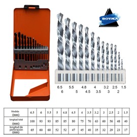 BOYMA 13pcs Metal Drill Bit Set - 1.5mm-6.5mm HSS DIN338 Twist Drill Bit for Iron - Metal Drill Bit Set