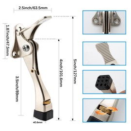 Kickdown Door Stopper 4 Inch,One Touch Door Stoppers for Bottom of Door,Kickdown Door Stop Heavy Duty,Adjustable Door Holder with Non-Slip Rubber Tips, 4 Packs,HOME MASTER HARDWARE