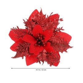BESTOYARD Artificial Flowers Christmas Tree Ornaments Artificial Flowers Glitter Flower Decoration Christmas Wreath Entrance Decoration 24pcs (Red 1)