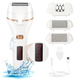 Bikini Trimmer for Women, 4 in 1 Electric Razors for Women Pubic Hair, Epilator and Electric Callus Remover Set, Wet/Dry Use Body Hair Trimmer, Rechargeable Hair Removal for Bikini Legs Underarm Arm