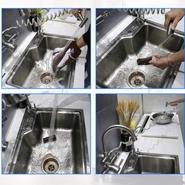 Wall Mount Kitchen faucets, Pull-Out Spray Gun, 304 Stainless Steel, Two Handle Kitchen in-Wall,hot Water Sink, Sink, Laundry Pool-Seven-Word Tube Double Water(Seven-character tube single water)