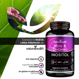 Natural Health - Suplemento Hormonal para la Mujer, Myo Inositol y D-Chiro Inositol, Ratio 40:1, Salud Hormonal, Suplemento Natural con Ingredientes Naturales, Frasco con 240 Cápsulas de 530mg