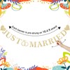 Pre-Strung Just Married Banner Sign Gold Glitter, Wedding Banner for