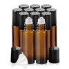Worldgsb 12 Pack Essential Oil Roller Bottles, 10ml Refillable Amber