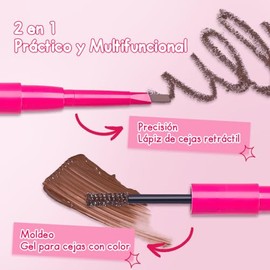 Lápiz y gel para cejas 2 en 1, Lápiz Retráctil para Cejas, Rellena, Define y Peina, Textura Cremosa Fácil Deslizamiento, Alta pigmentación, impermeable, Más de 12 horas de duración (Black)