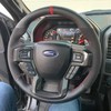 Black Perforated Leather & Suede Red Thread Auto DIY Steering