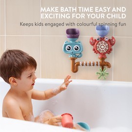 Navaris Baby Bath Toy - Fun Water Pouring and Rotation Feature - Shower and Bath-Toys for 1 to 4 Year Old Boys and Girls - Vibrant Colours, for Babies, Toddlers and Kids