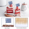 200 Pieces Greek Flag Picks, Paper Flag Toothpicks, Mini Flag