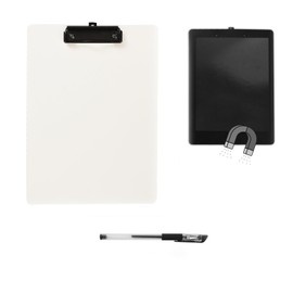 Magnet Clipboard with Pen, 9x12.5 Inch A4 Letter Size, Plastic Waterproof Multifunction Board for Nurse, Teacher, Kids, Office (White)