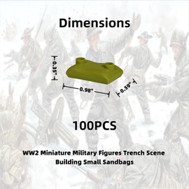 Eastcom WW2 Toy Soldiers Green Military Small Sandbags 100-Piece Set Compatible with Famous Building Blocks Brands