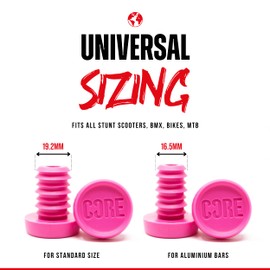 CORE Bar Ends Plugs - Resin Push-In Plugs for Scooter/Bike/BMX Universal Bar Ends for Handlebar End Caps (Pink, Aluminium Bar (16.5mm))