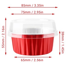 Cupcake Liners Aluminum with Lids, EUSOAR 100Pcs 5oz 125ml Aluminum Foil Muffin Liners Cups, Disposable Aluminum Foil Cupcake Baking Cups Ramekins Holders Cases Boxes Pans with Lids