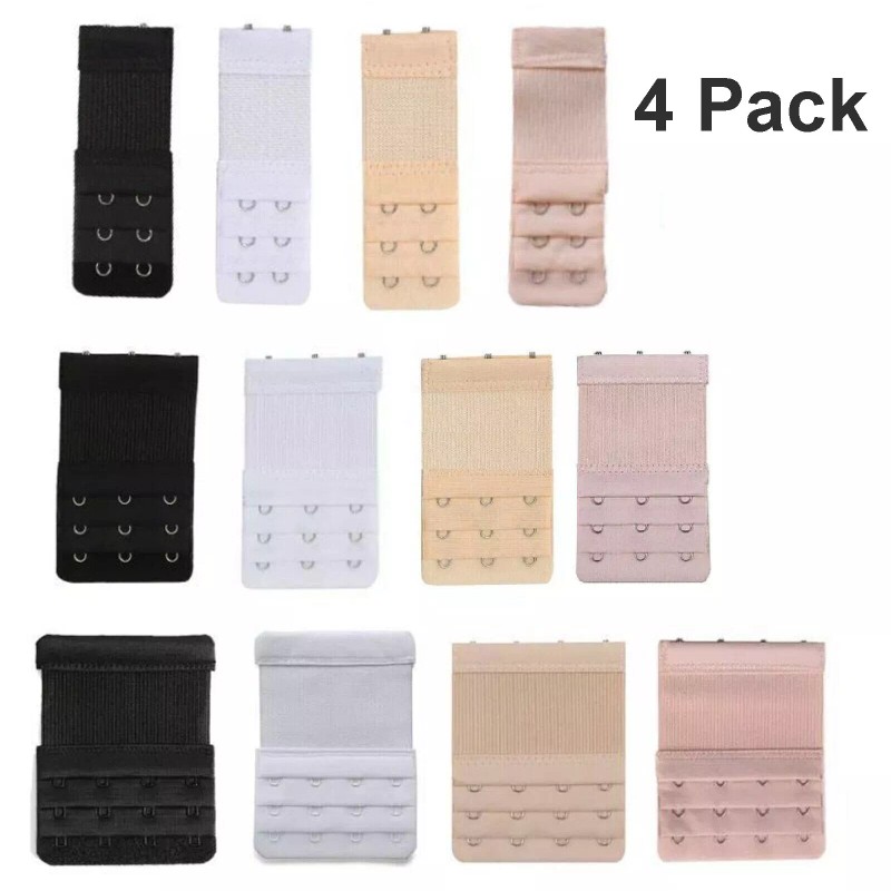 Unbranded 4Pcs Adjustable Bra Extender 2/3/4 Hooks with Elastic Extension