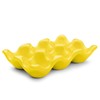 Flexzion Ceramic Egg Holder for Fridge - 6 Cups Egg