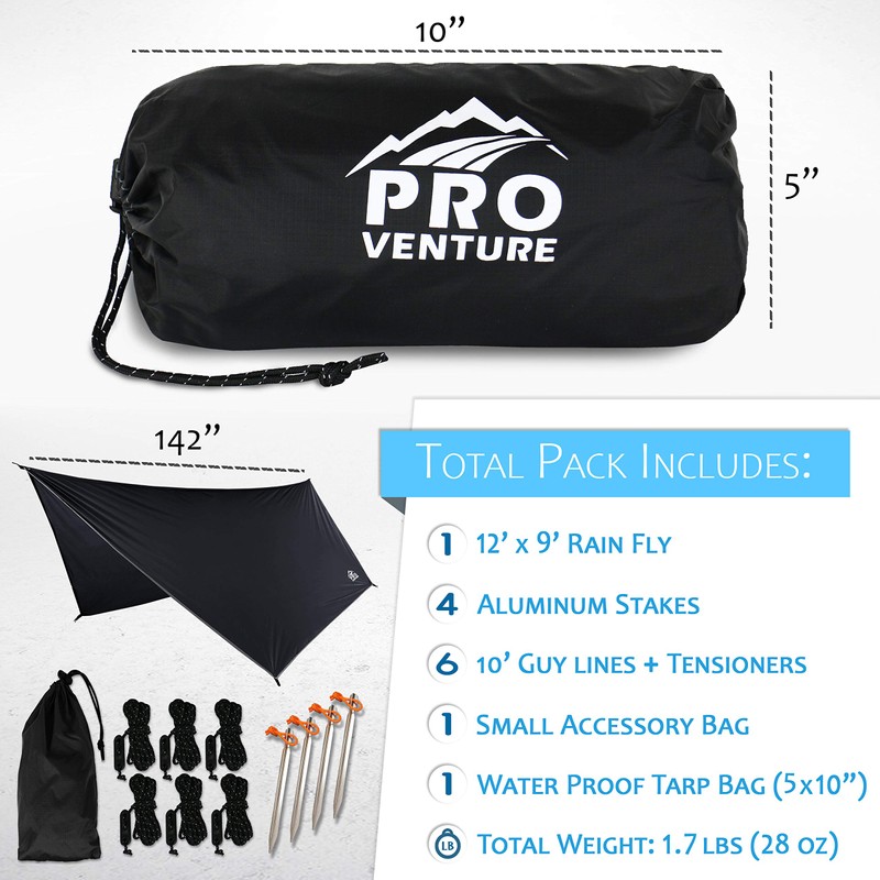 Pro Venture Waterproof Hammock Rain Fly [12ft x 9ft] -