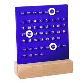 Wooden Kids Calendar DIY Hand Operated Develop Planning Skills Perpetual Calendar for Home Blue