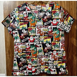 Rufolph The Red Nosed Reindeer Christmas Scrub Top Size XL Men Women Unisex