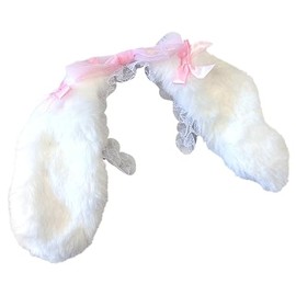 Plush Ear Headband for Stuffed Animals, For 5.9 - 7.9 inches (15 - 20 cm), Sewn Clothing, Kigurumi, Ota Living, White, Fluffy